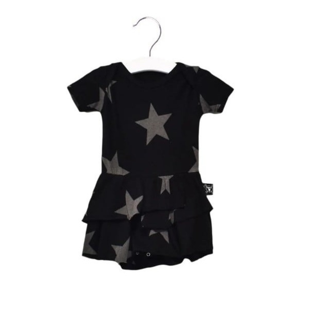 Nununu black‎ romper dress 12-18 mos